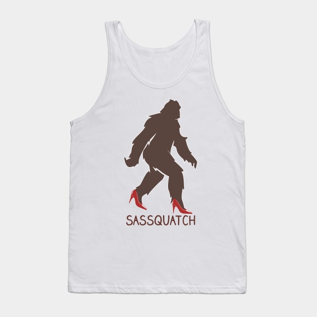 Sassquatch - Badass With An Attitude To Match  - Bigfoot - Red Heels Tank Top by Crazy Collective